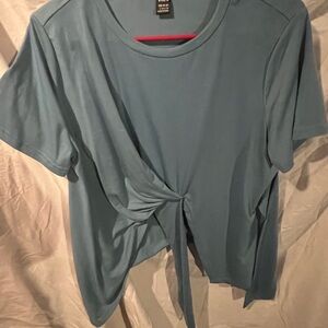 SHEIN Blue Knot Front Short Sleeve Tee